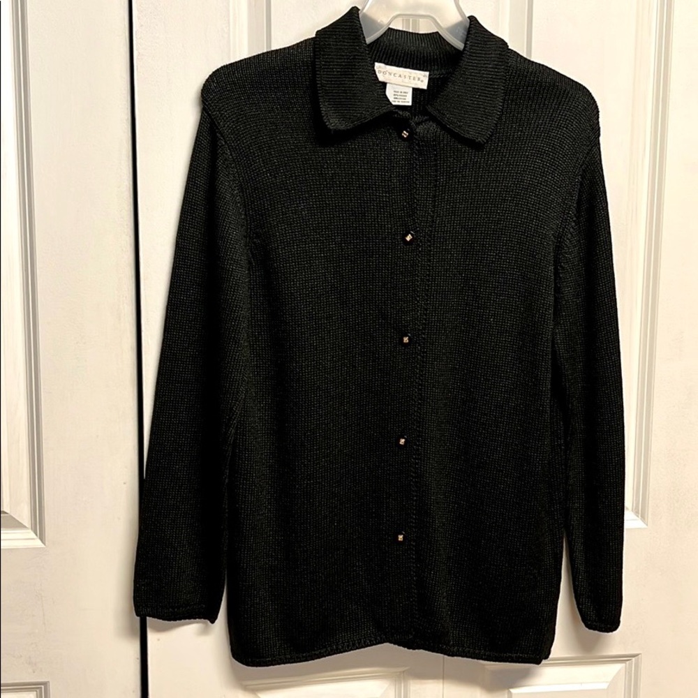 Don Caster Black Viscose Cardigan Sweater Size M